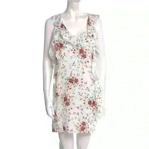 NWT Parker Floral Print Mini Dress Sz M Ruffles - Picture 1 of 3